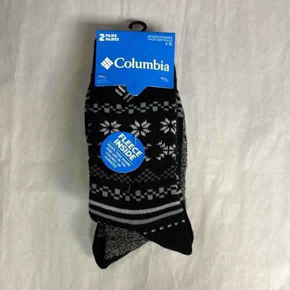 New Columbia Socks Women’s 2 Pair Black & Gray Fleece Socks Activewear Casual - Picture 12 of 12